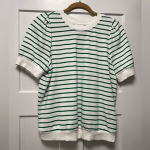 Green Stripe Short Sleeve Top - Classic Crewneck